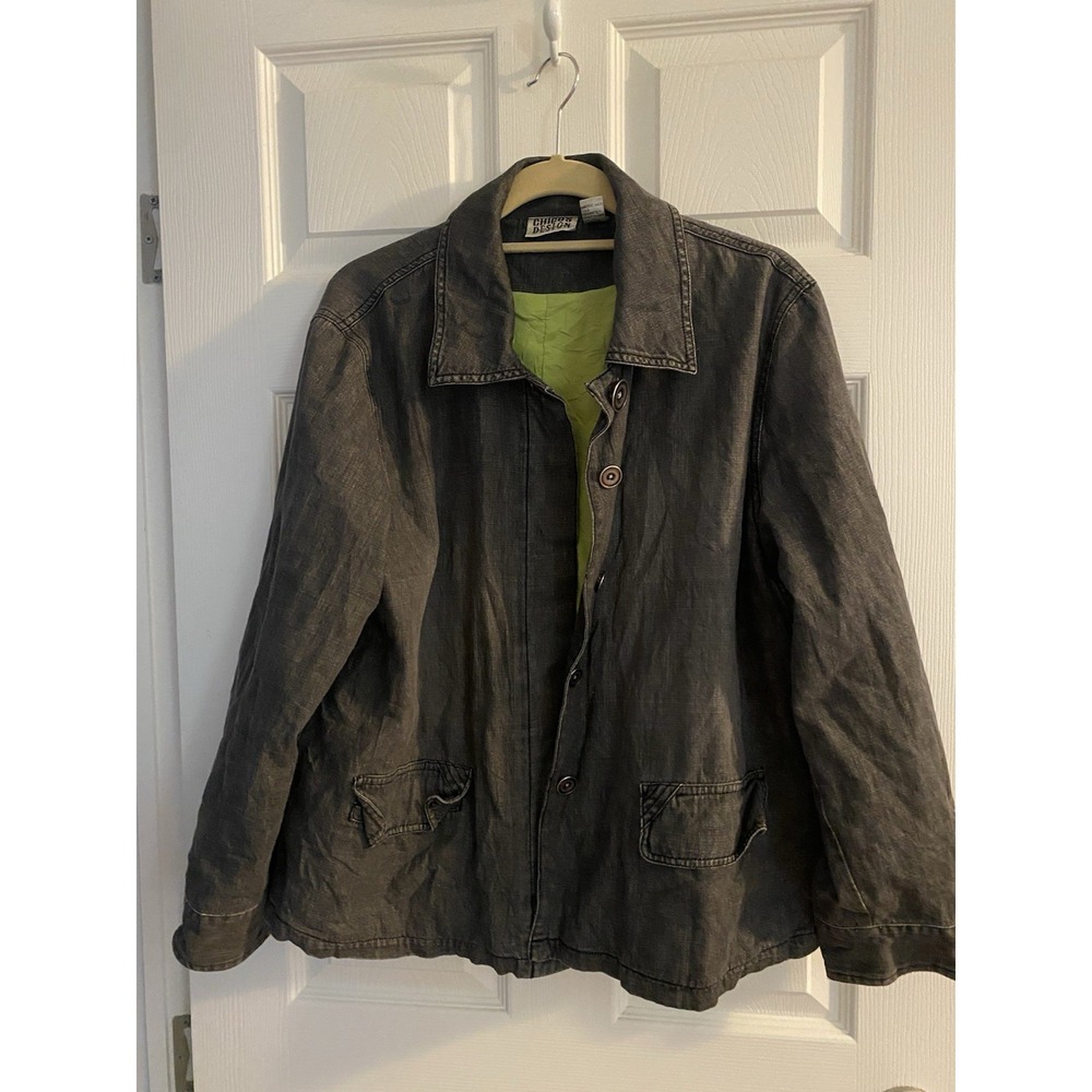 Chico's Size 2 Women's washed black denim jacket button down front